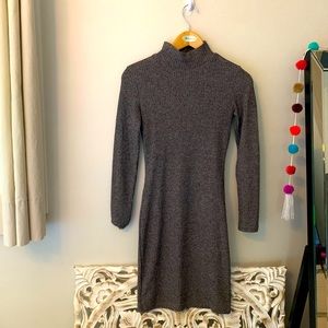 Dynamite Charcoal Ribbed Turtleneck Dress